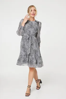 Animal Print Long Sleeve Dress