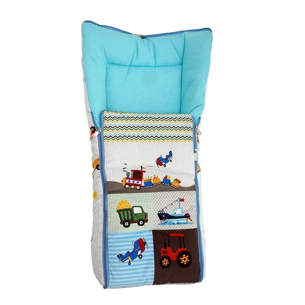 Baby Moo Truck And Car Premium Carry Nest Velvet With Hosiery Lining Sleeping Bag - Multicolour