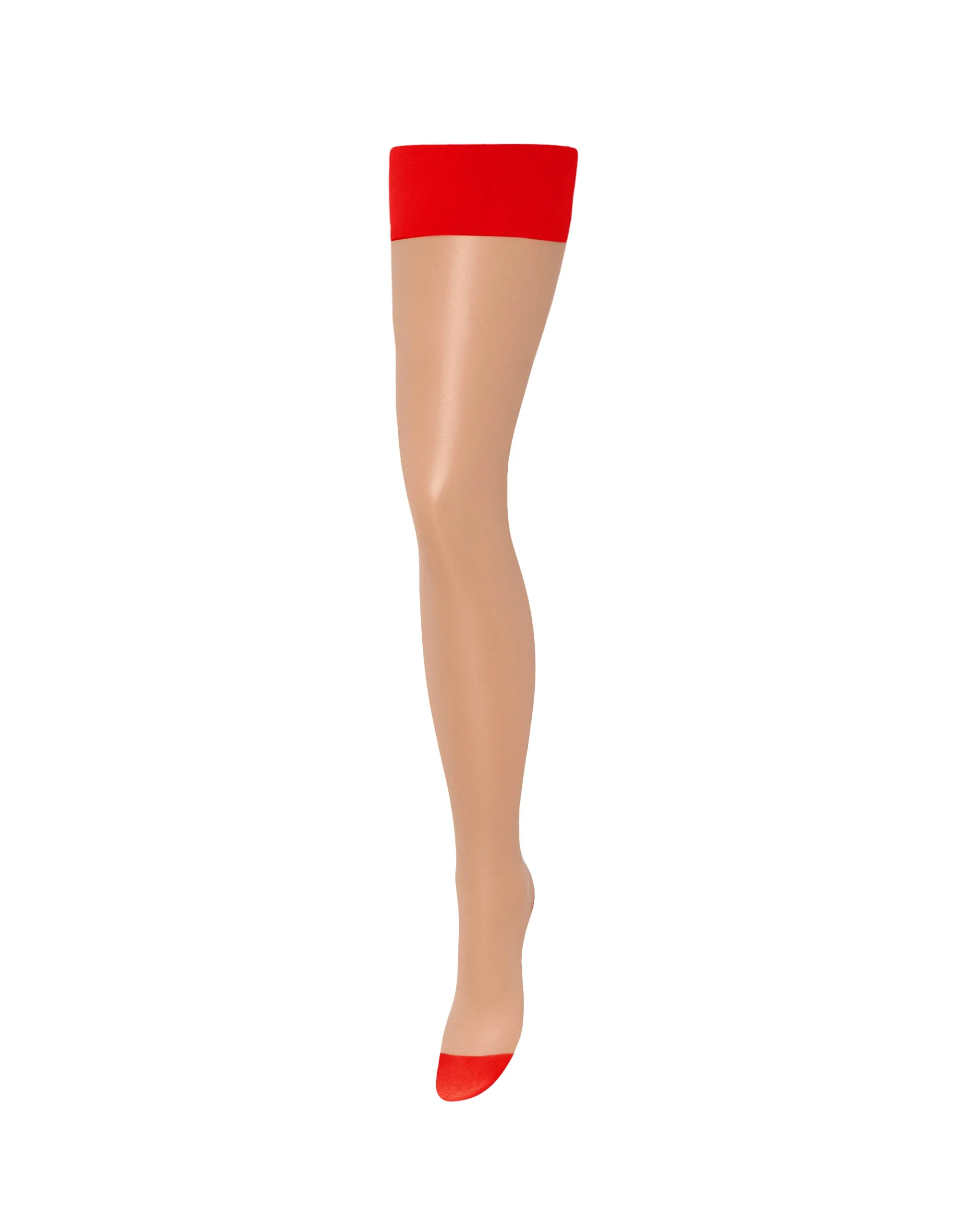 Back Seam Leg/Plain Top Stockings Sheer/Red