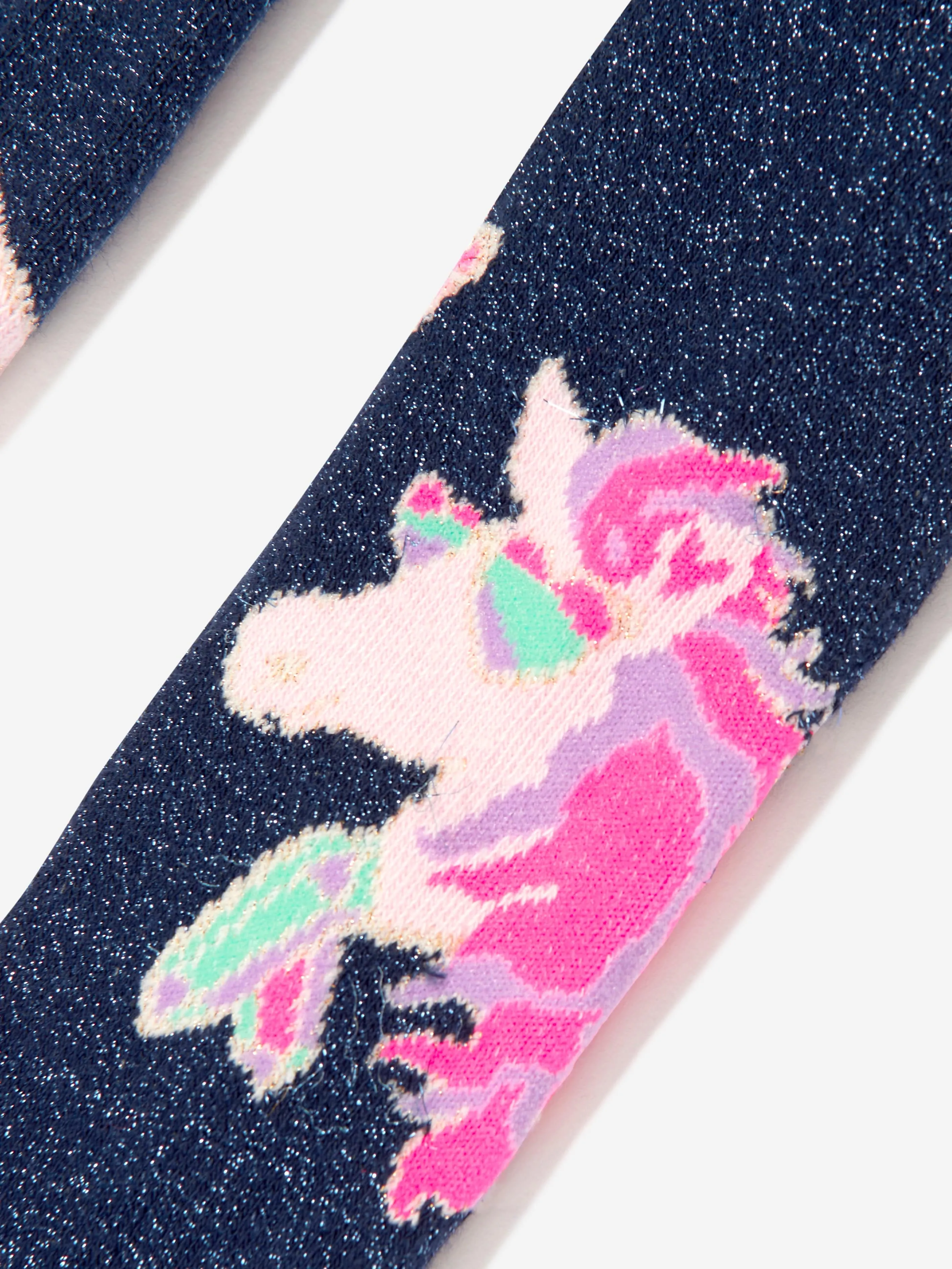 Billieblush Girls Unicorn Tights in Navy