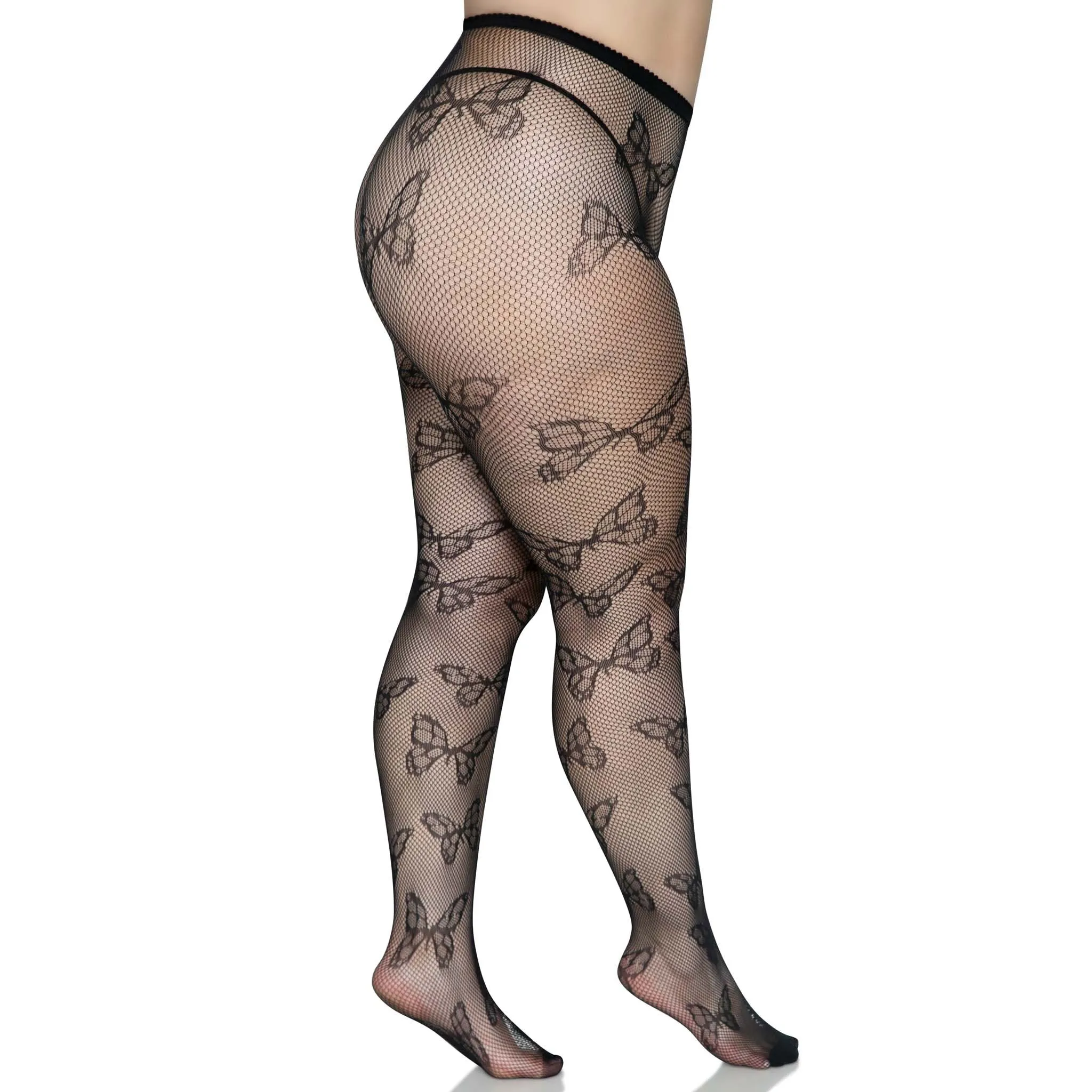 Butterfly Net Tights - 1x/2x - Black