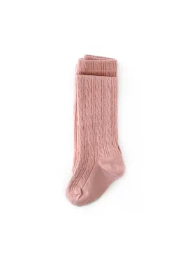 Cable Knit Tights - Blush