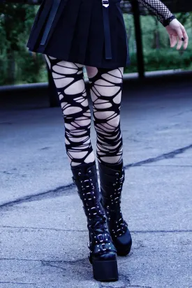 Carved Up Slashed Tights