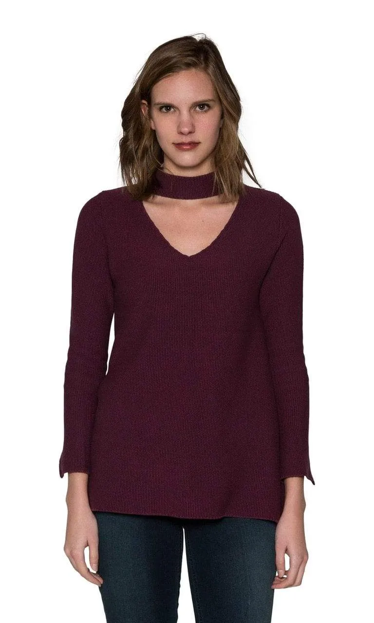 Caryn Vallone Choker Neck Bell Sleeve Sweater