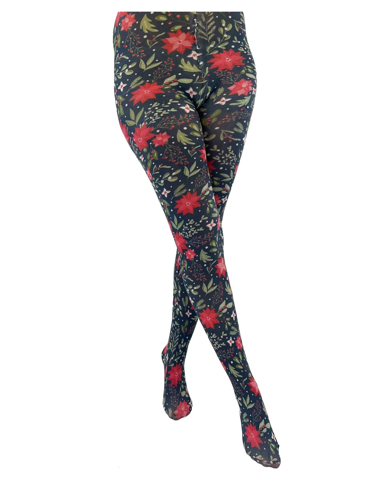 Christmas Floral Print Tights