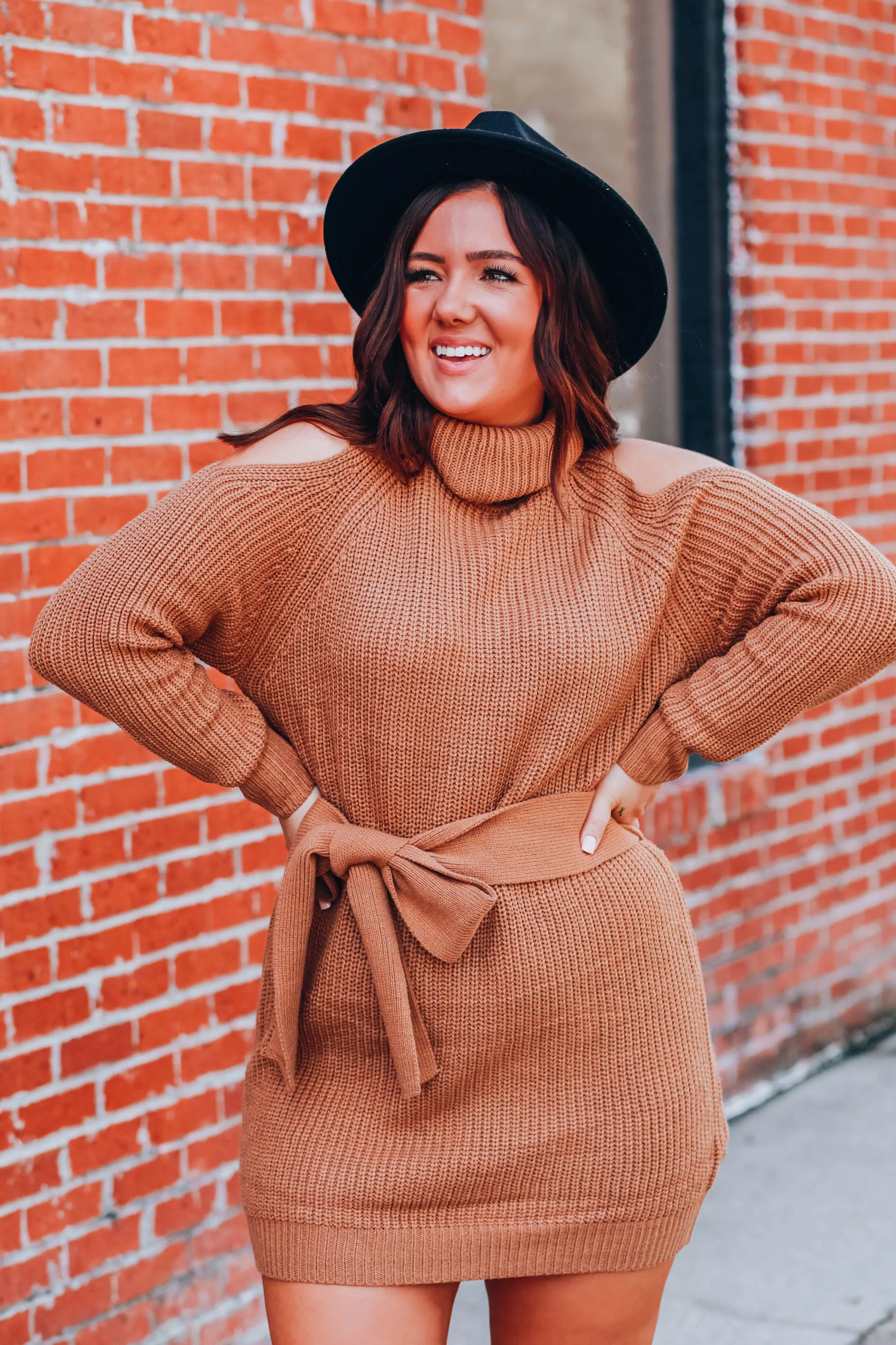 City Chic Sweater Dress - Brown