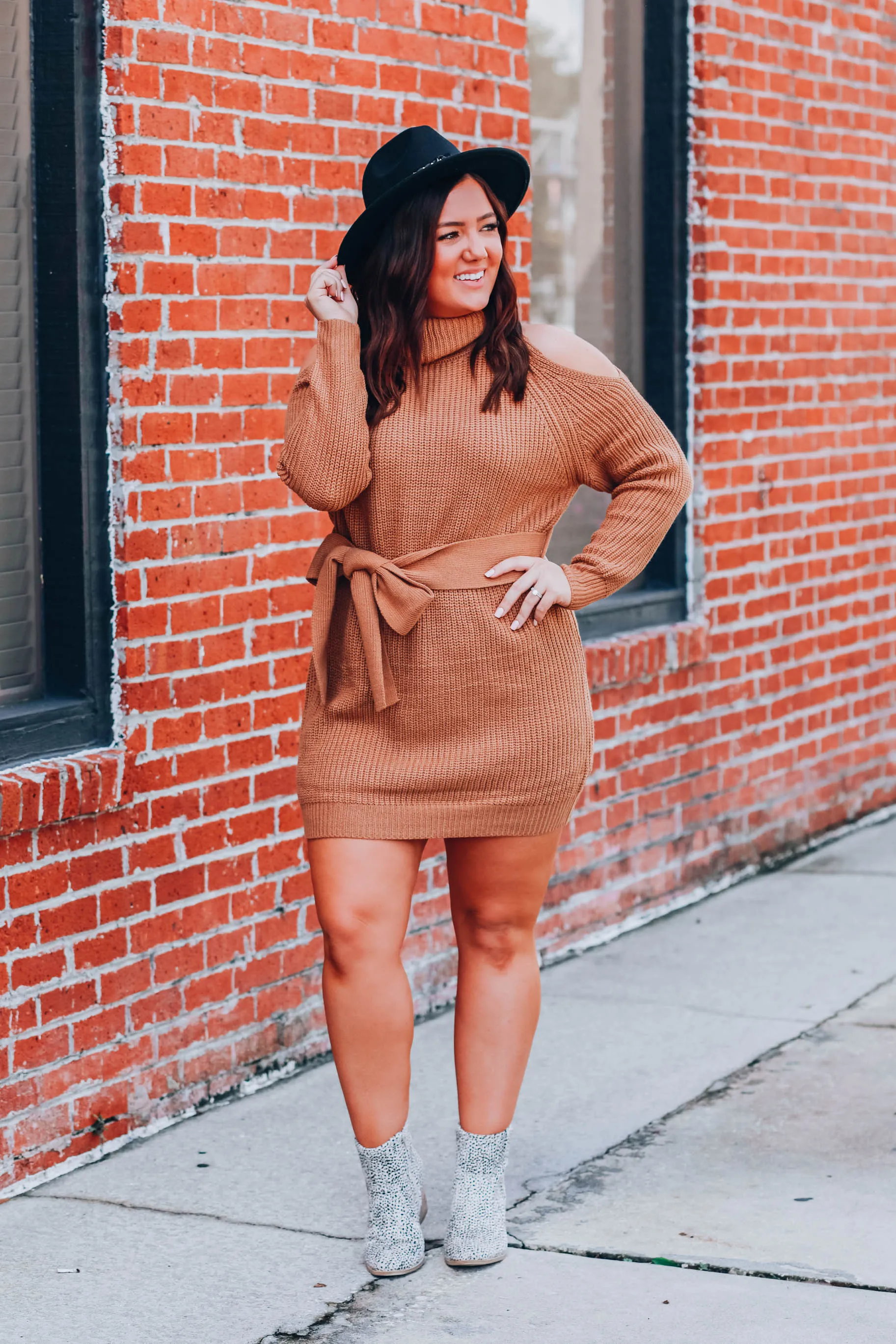 City Chic Sweater Dress - Brown