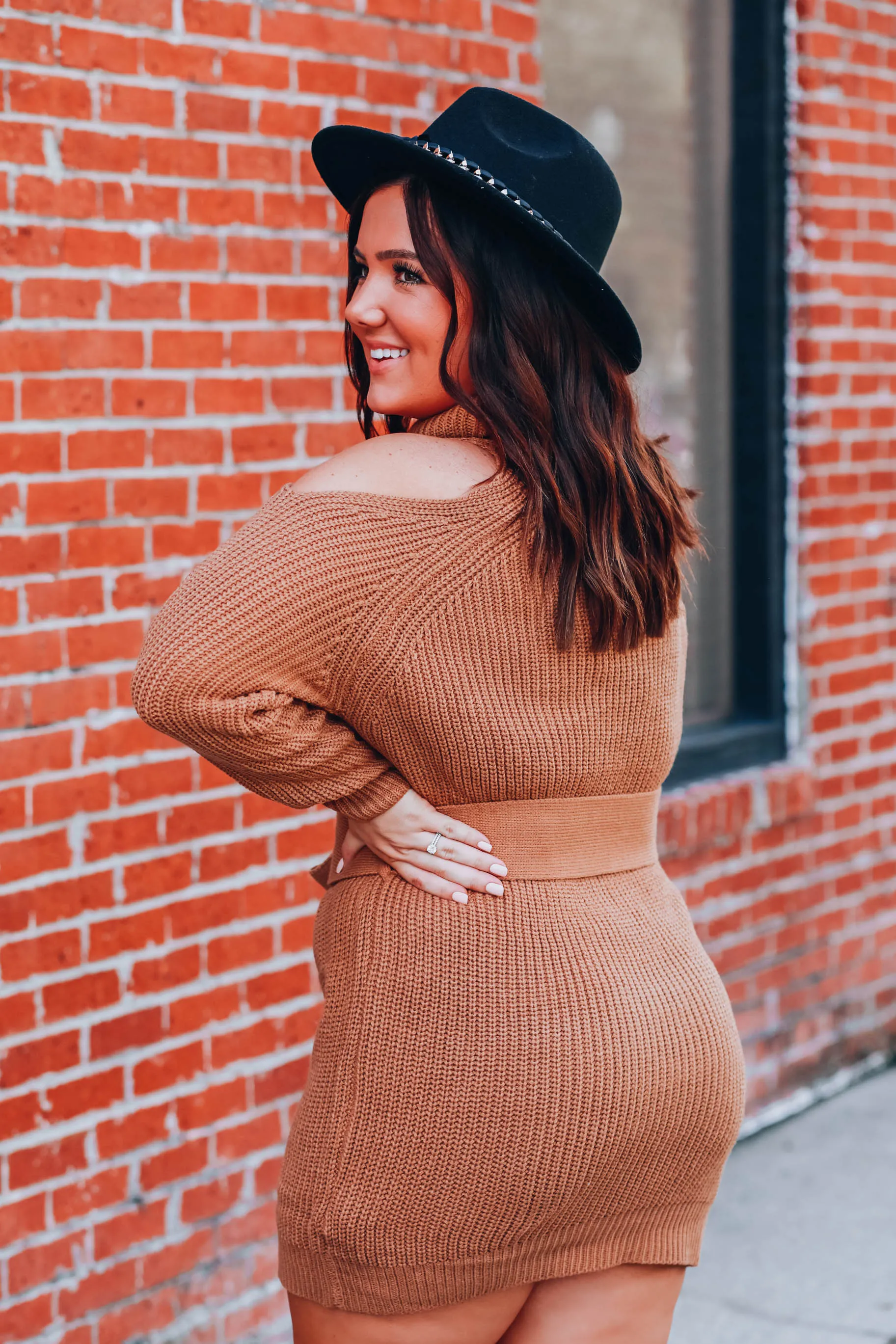 City Chic Sweater Dress - Brown