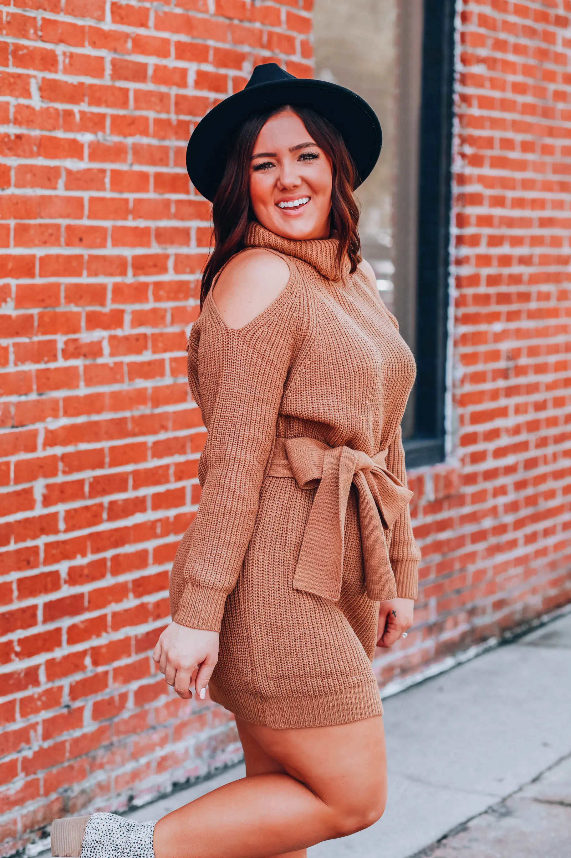 City Chic Sweater Dress - Brown