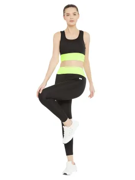 Clovia Women's Slim Fit Polyester Activewear Ankle Length Tights (AB0020P11_Green_L)