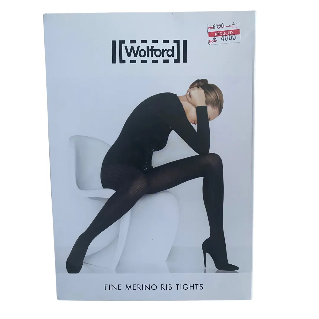 Fine Merino Wool  Rib Tights Wolford Black SIZE XS