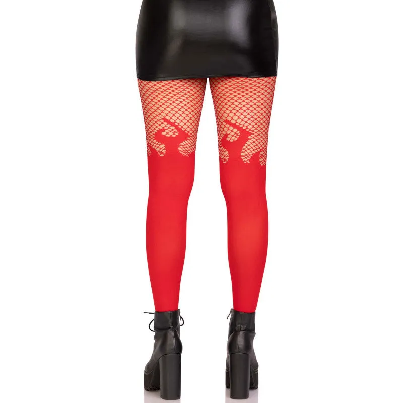 Flame Fire Tights Fishnet Top - Leg Avenue