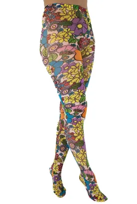 Flower Power Print Tights