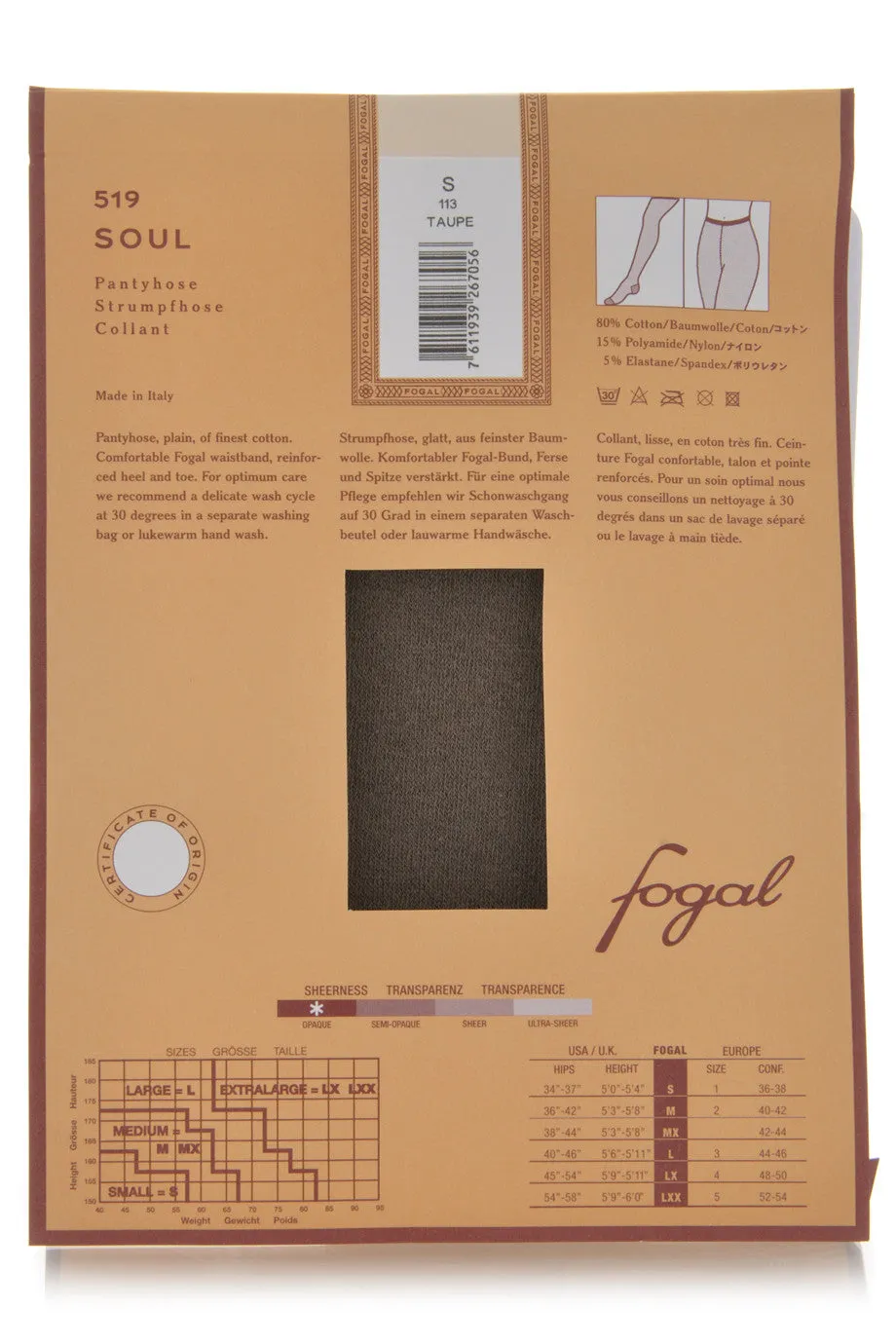 FOGAL 519 SOUL Castagno Cotton Tights