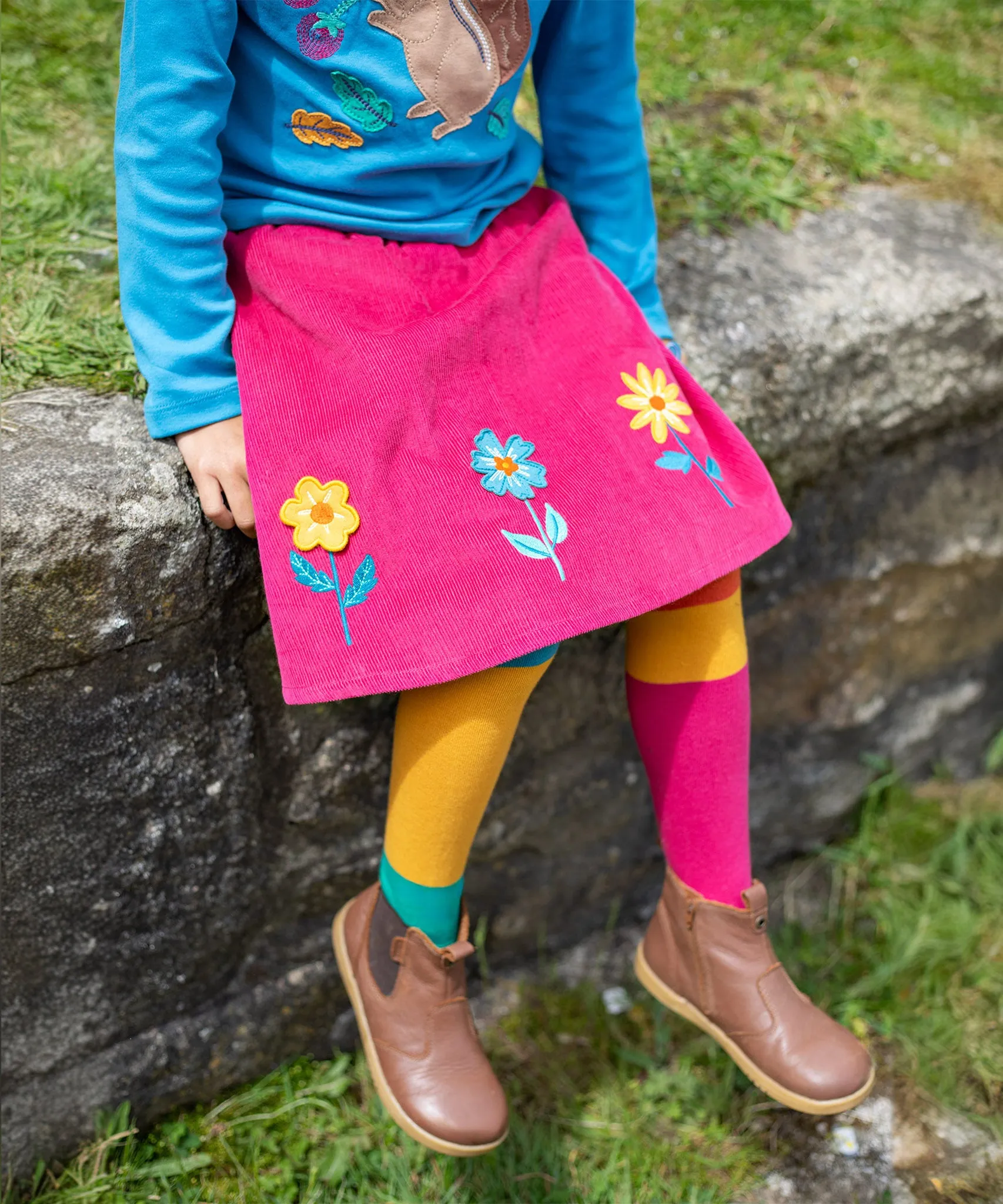 Frugi Norah Tights - Deep Water Colour Block