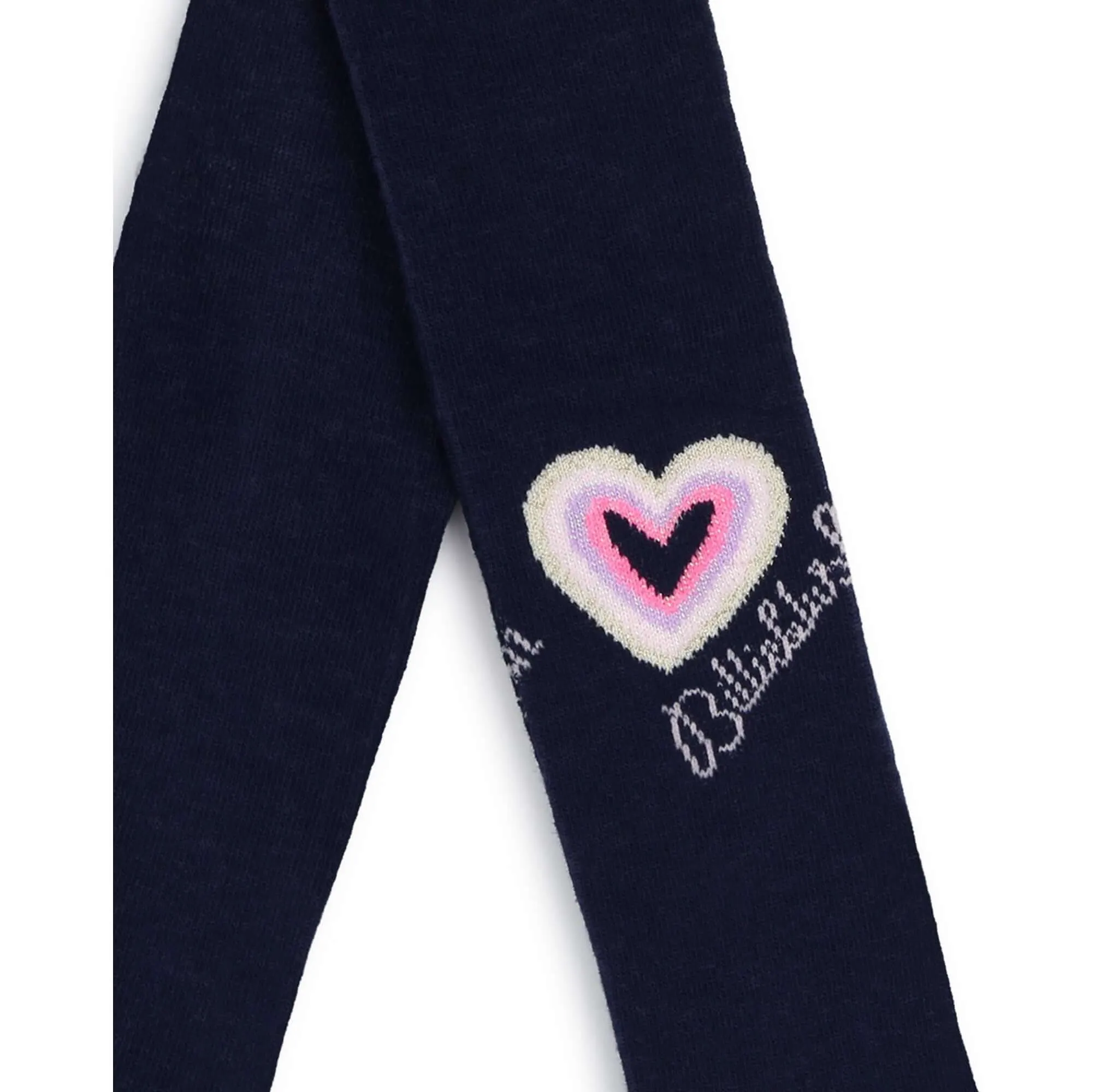 Girls Navy Heart Tights