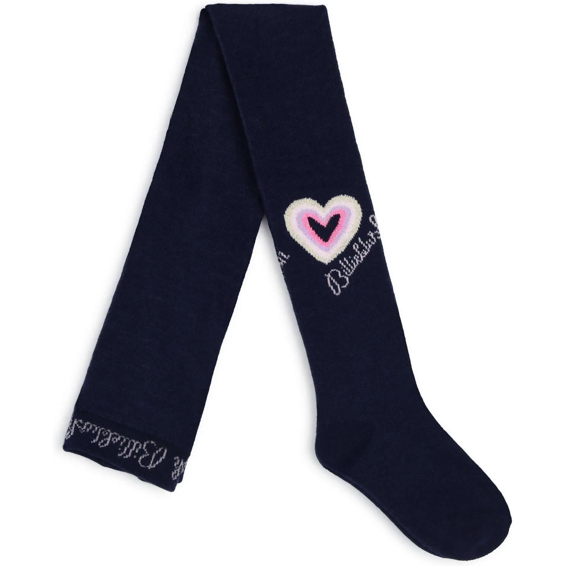 Girls Navy Heart Tights