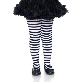 Girls Stripe Tights Black & White