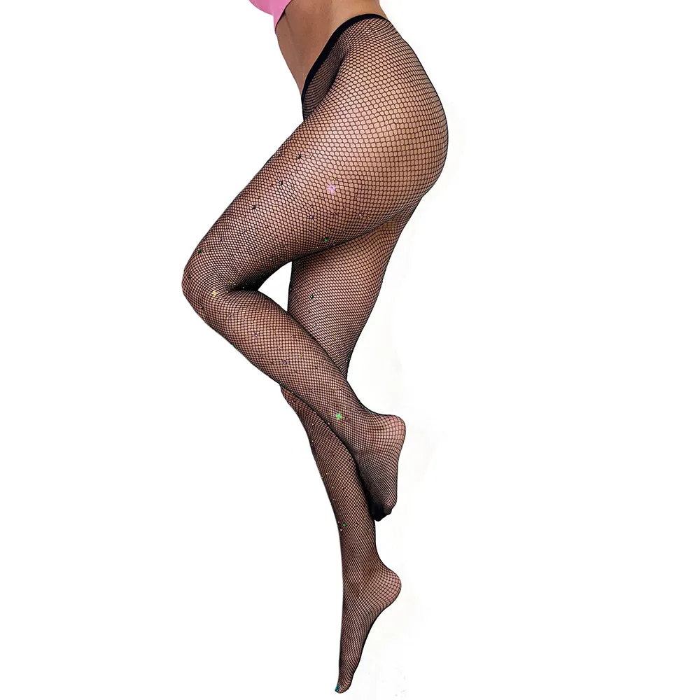 Kixies Black Fishnet Mardi Gras Tights Size B