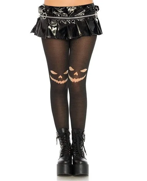 Leg Avenue Jack O' Lantern Opaque Tights - O/S - Black