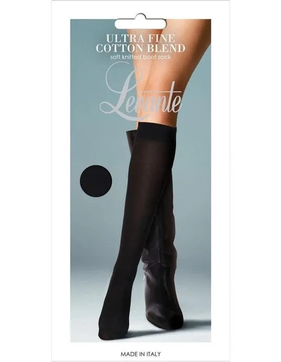 Levante Ultra Fine Cotton Blend Boot Sock Black