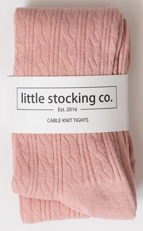 Little Stocking Co Cable Knit Tights - Blush