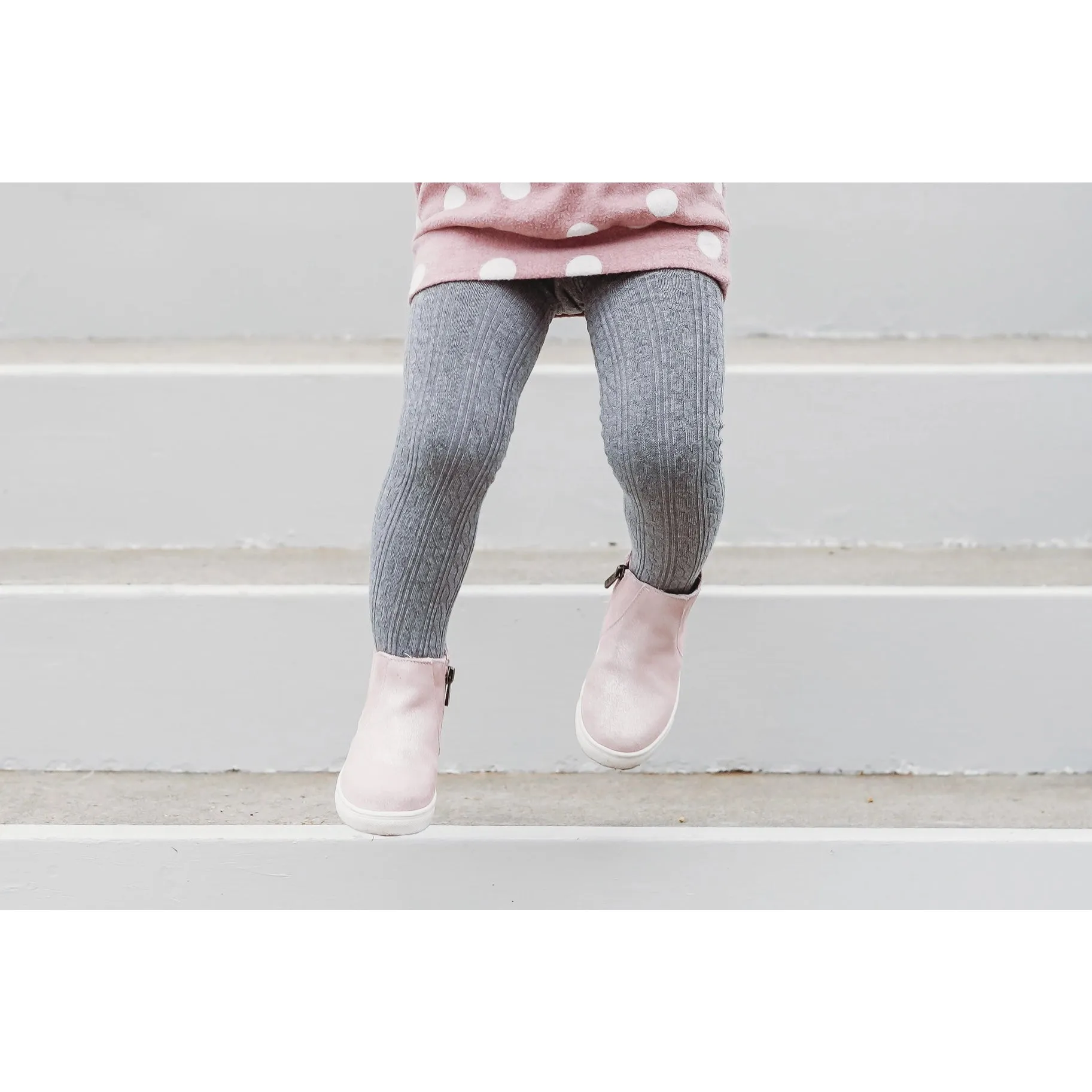 Little Stocking Co Cable Knit Tights - Gray