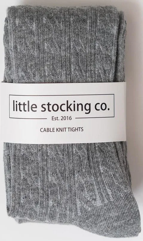 Little Stocking Co Cable Knit Tights - Gray