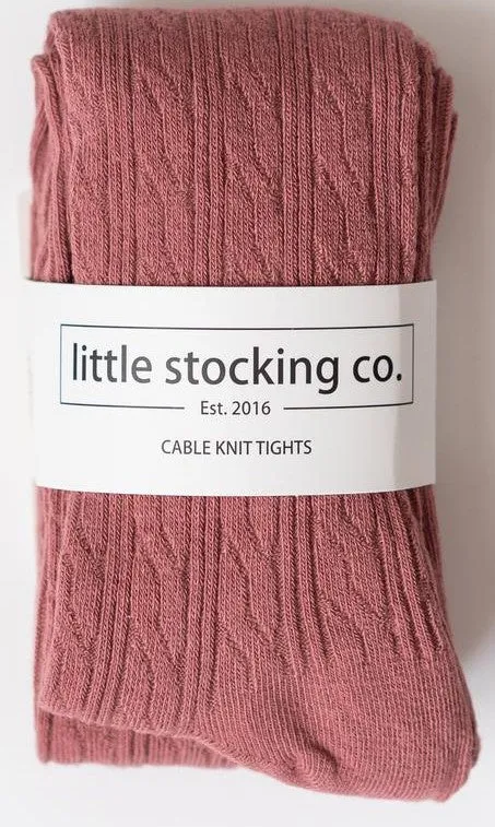 Little Stocking Co Cable Knit Tights - Mauve