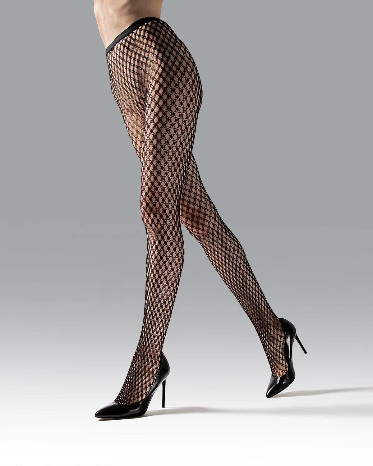 Natori Double Weave Fishnet Tights - Black