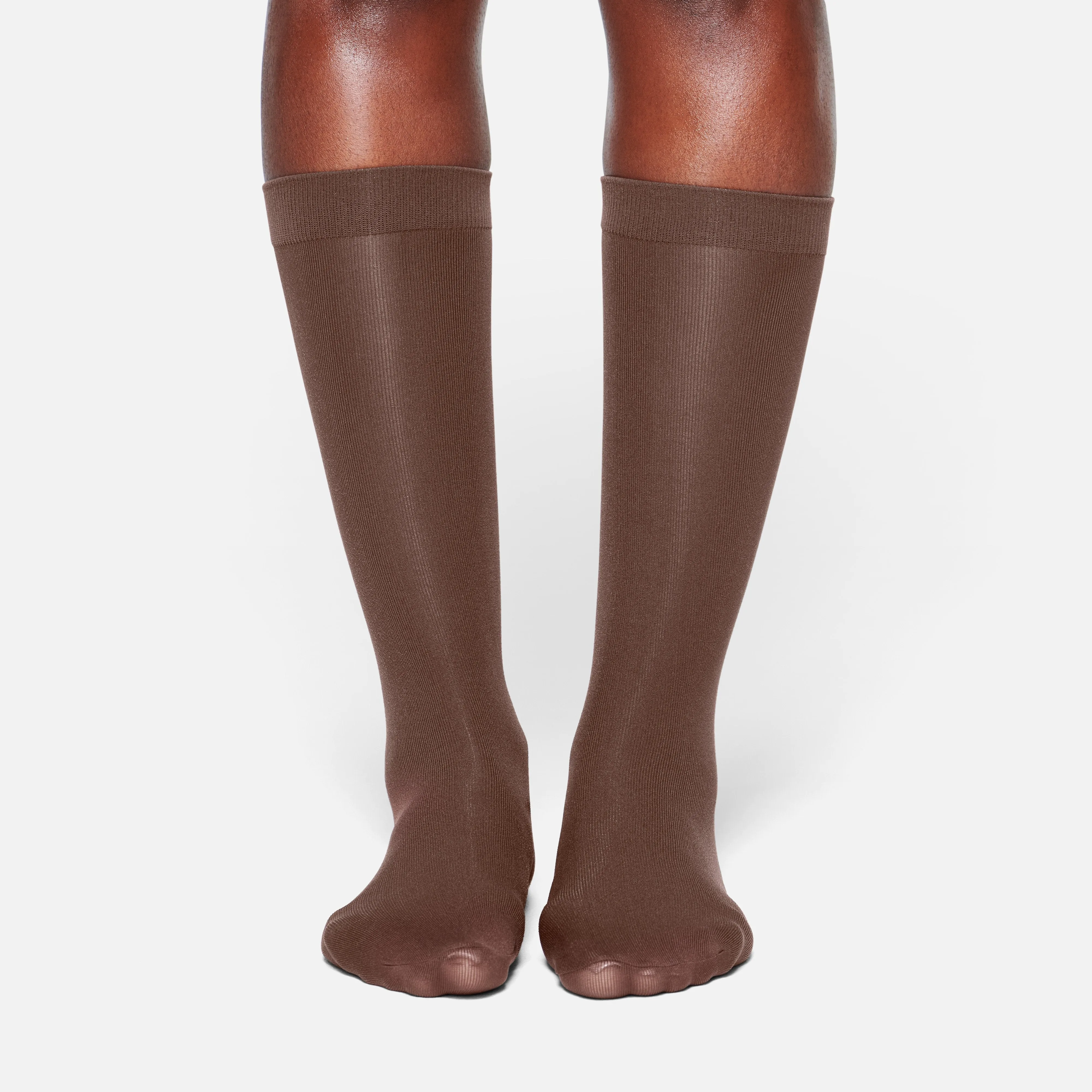 NYLON HOSIERY MID CALF SOCK | COCOA