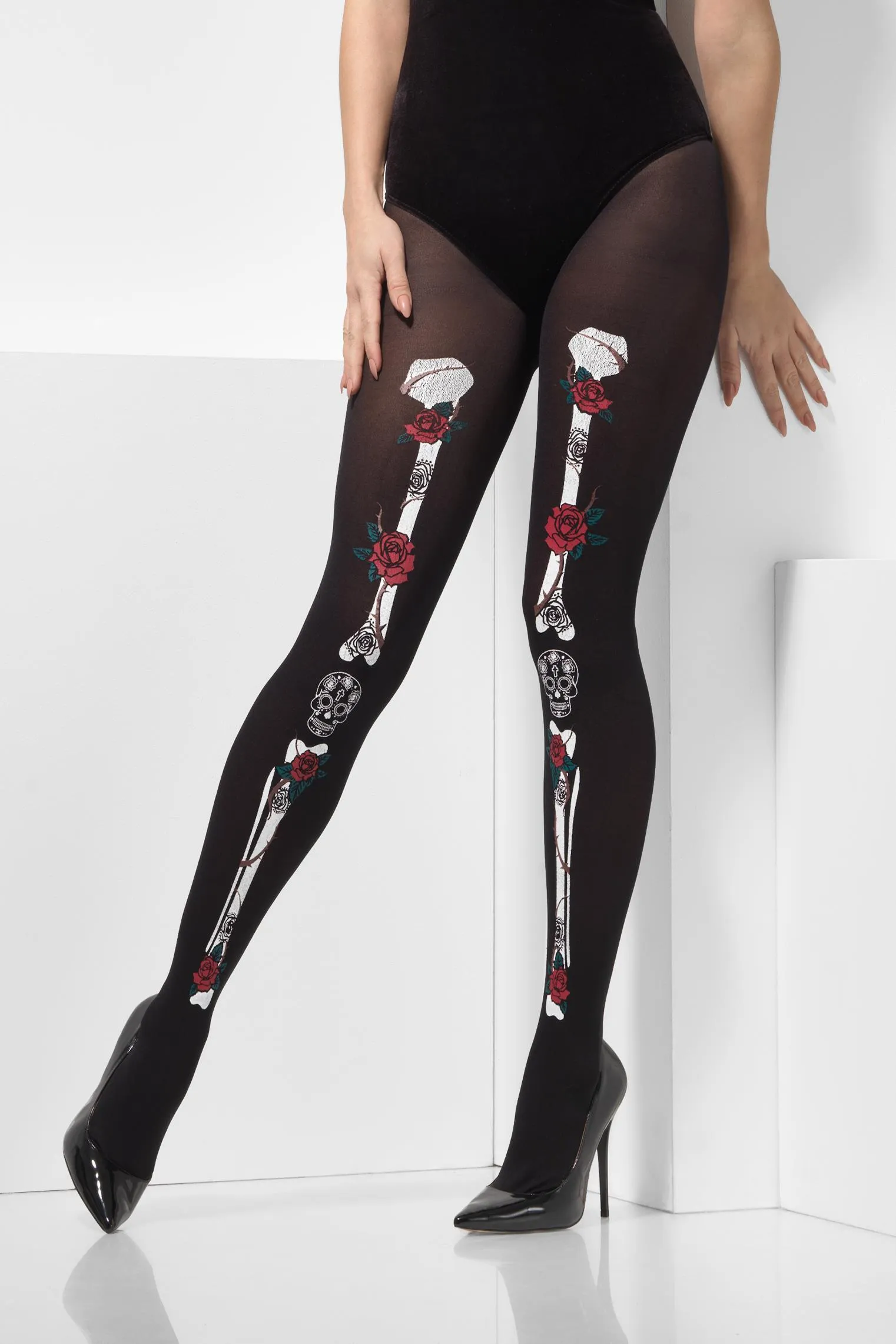 Opaque Day of the Dead Tights, Black