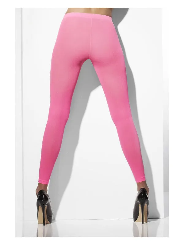 Opaque Footless Tights, Neon Pink