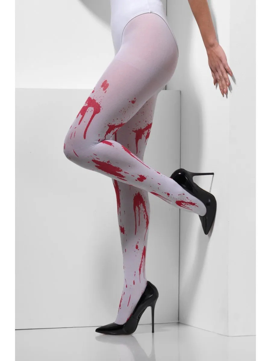 Opaque Tights, White with Blood Splatter