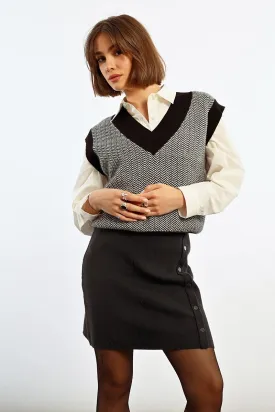 Side Button Knit Skirt