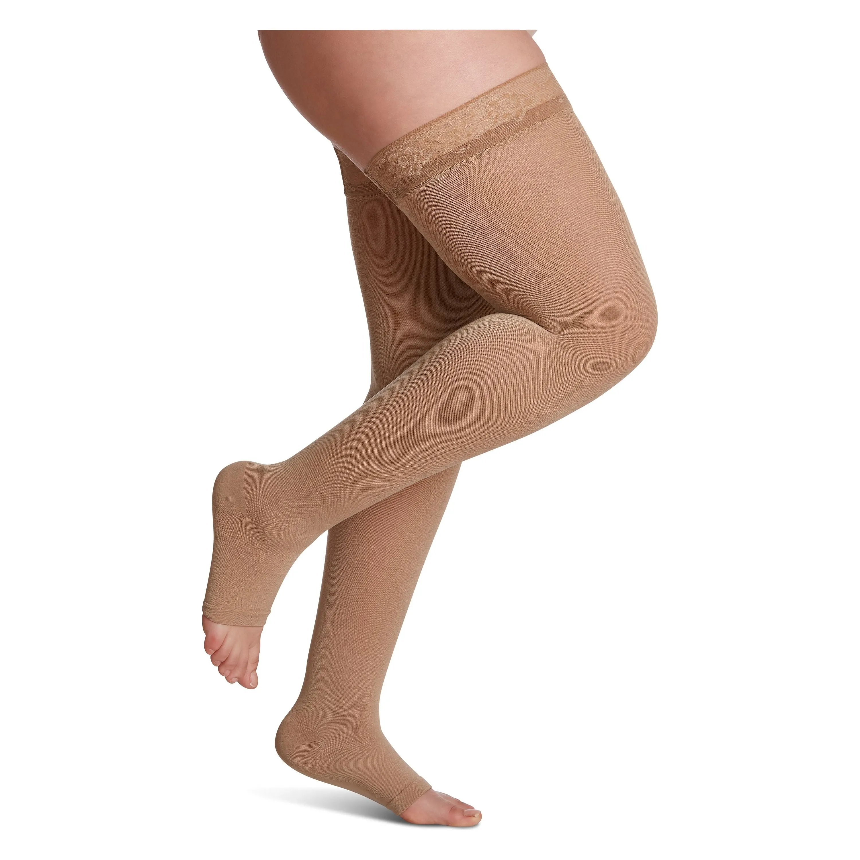 Sigvaris Soft Opaque Women's Thigh High 15-20 mmHg, Open Toe