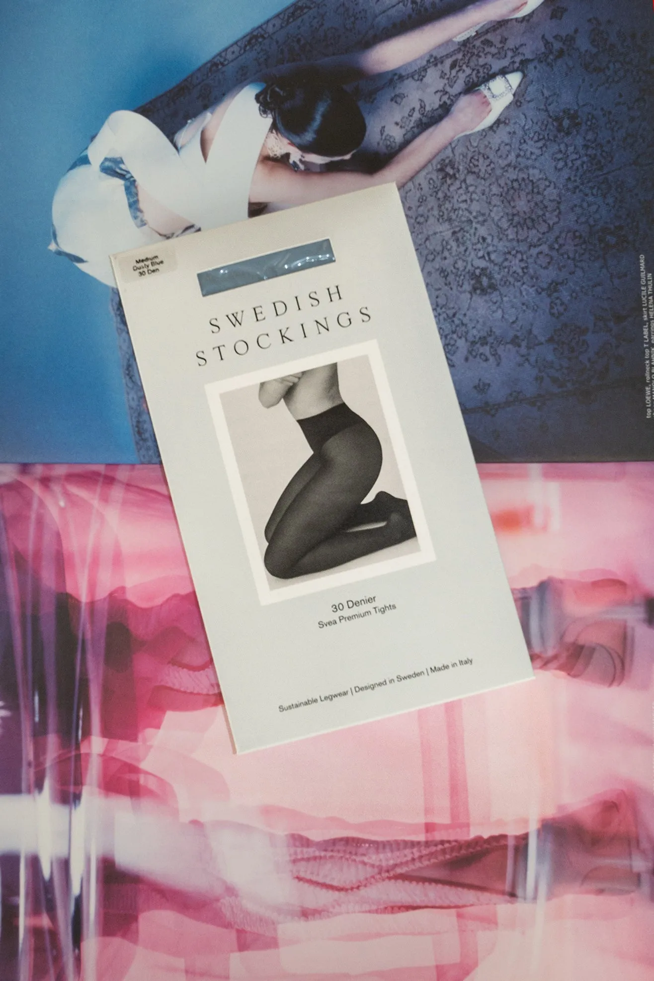 Swedish Stockings, Svea Premium Tights, Dusty Blue