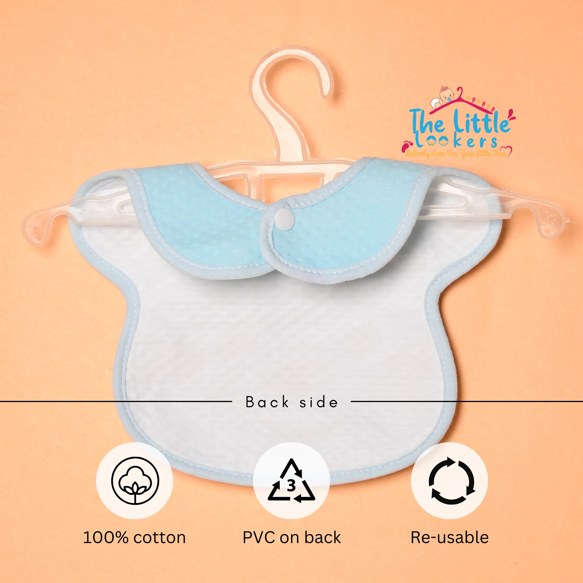 THE LITTLE LOOKERS Baby bibs with Snap button closure /Apron| Cute Animal Soft Cotton Fabric with PVC on Back for Quick Absorption & Fast Drying for Newborns/babies (0-3 years)