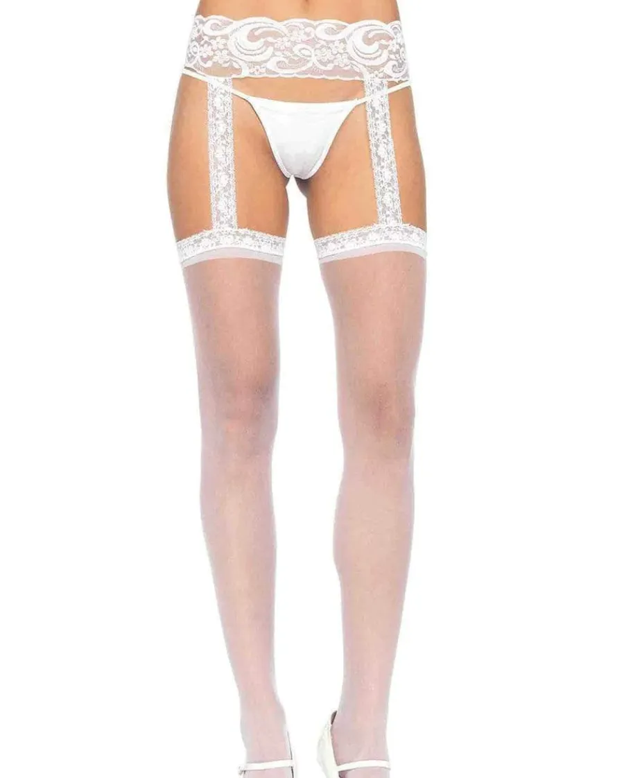 Thea Garter Belt Thigh High - O/S (White)