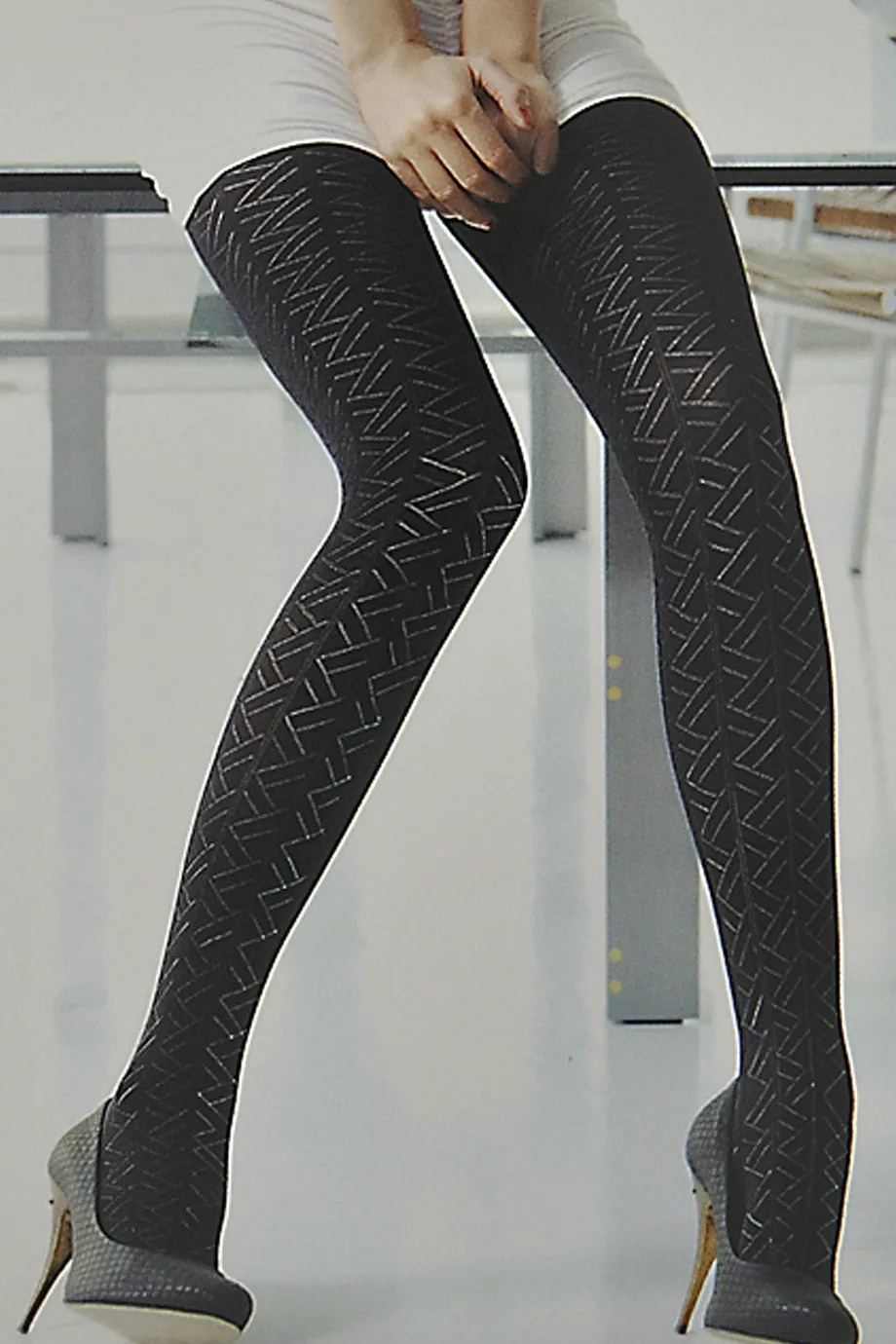 TRASPARENZE MANILA Black Diagonal Tights