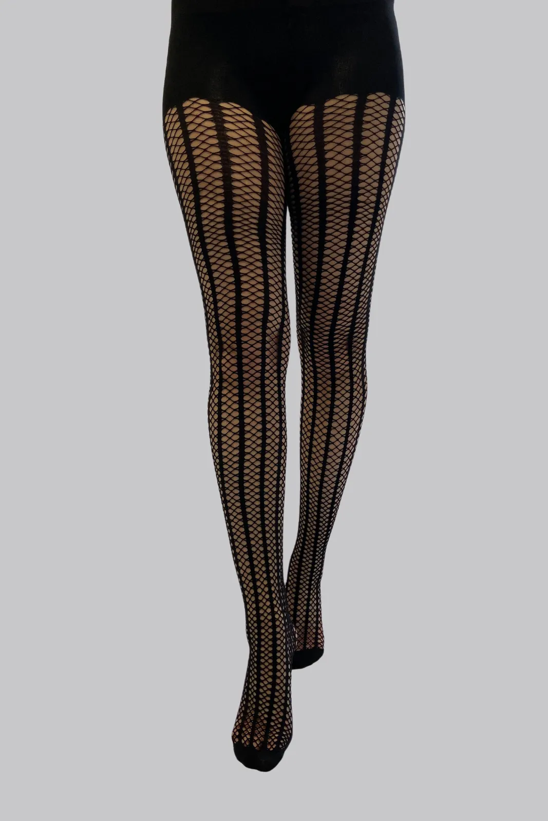 Vertical Stripe Fishnet Tights