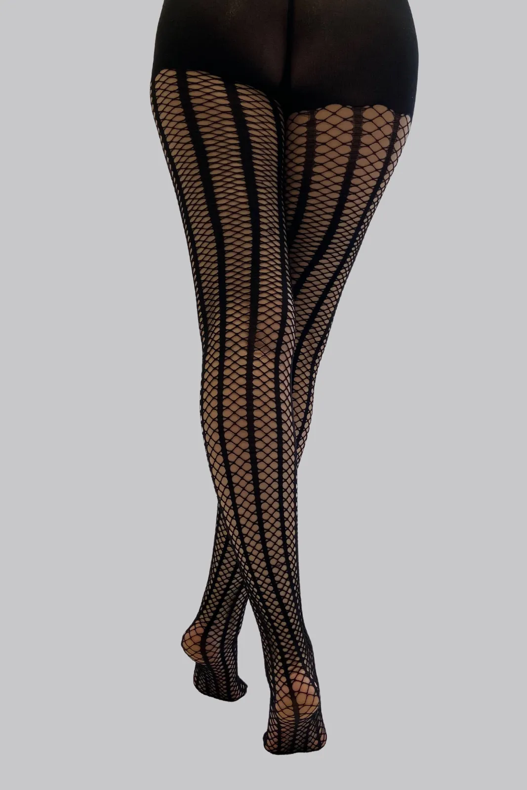 Vertical Stripe Fishnet Tights