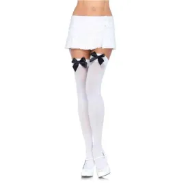 White Thigh Highs with Black Bow