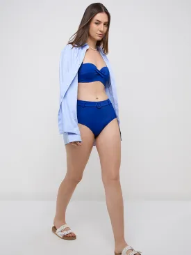 Wunderlove Blue High-Waist Belted Bikini Brief