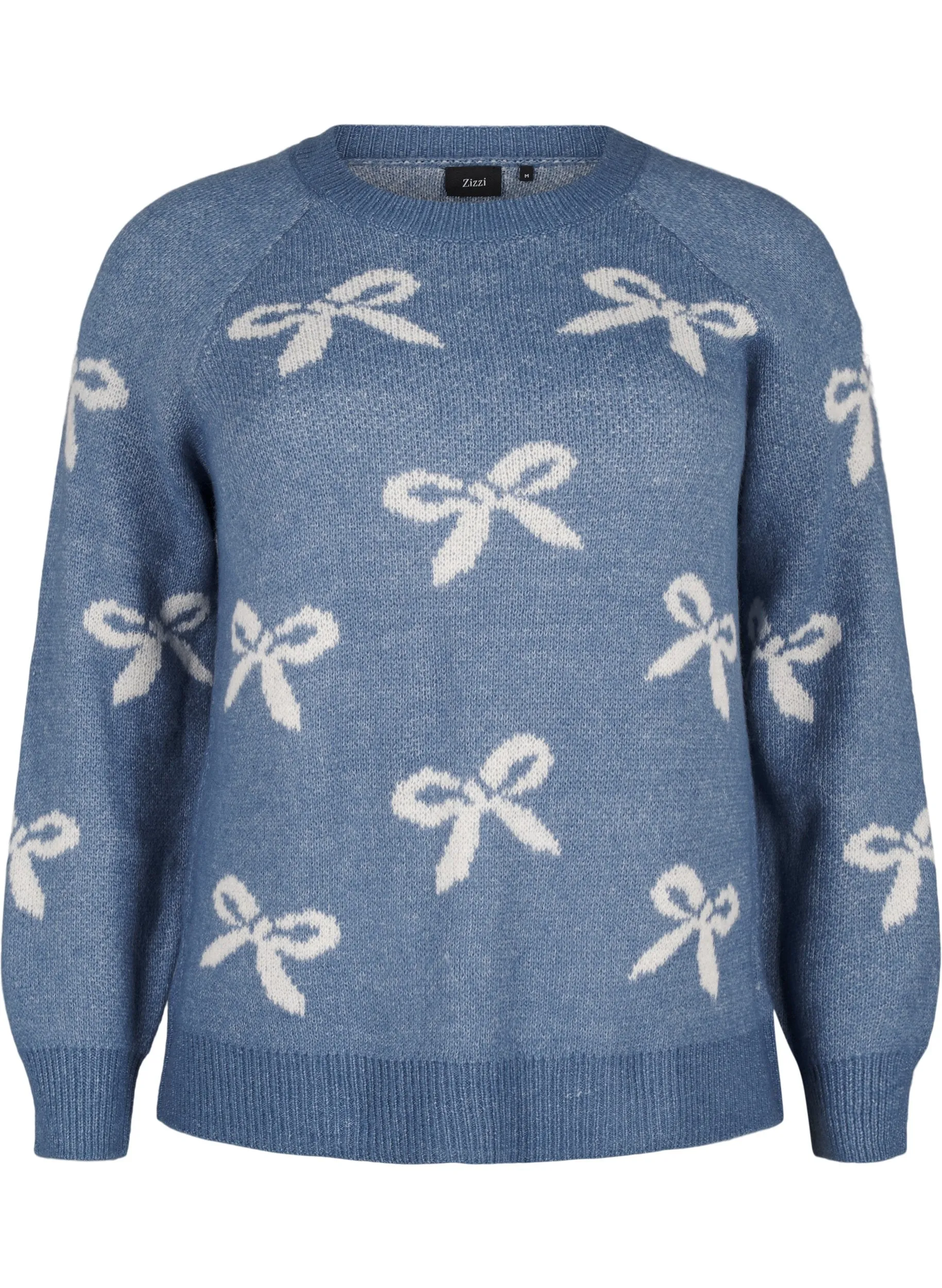 Zizzi Bowy Knit Jumper in Blue