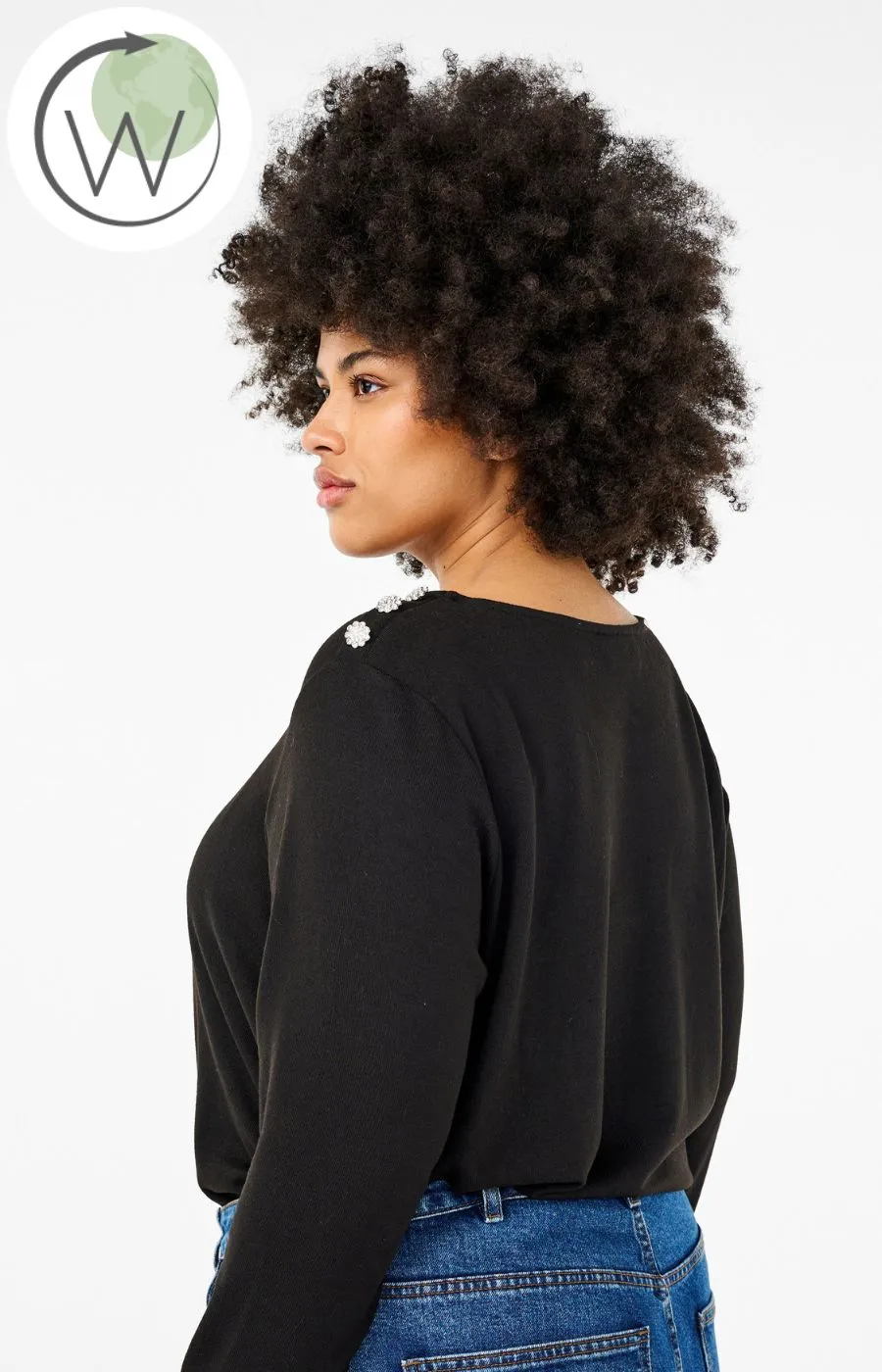 Zizzi Lucca Button Shoulder Jumper in Black