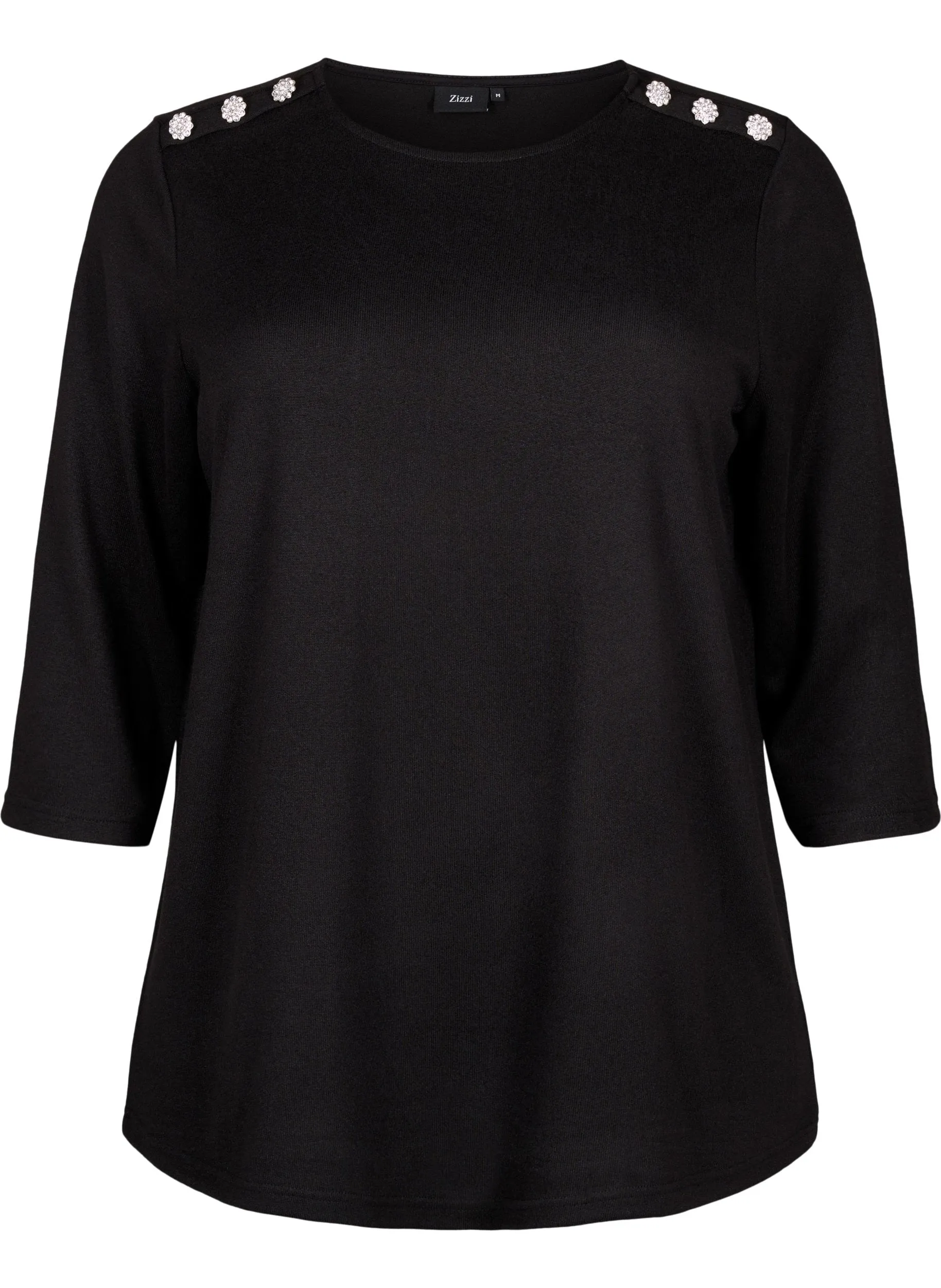 Zizzi Lucca Button Shoulder Jumper in Black